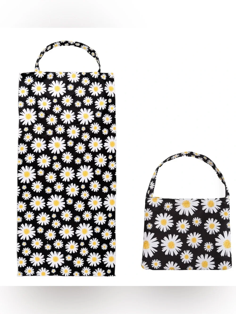 Daisy Print Black 2 in 1 Beach Towel - Women Swim